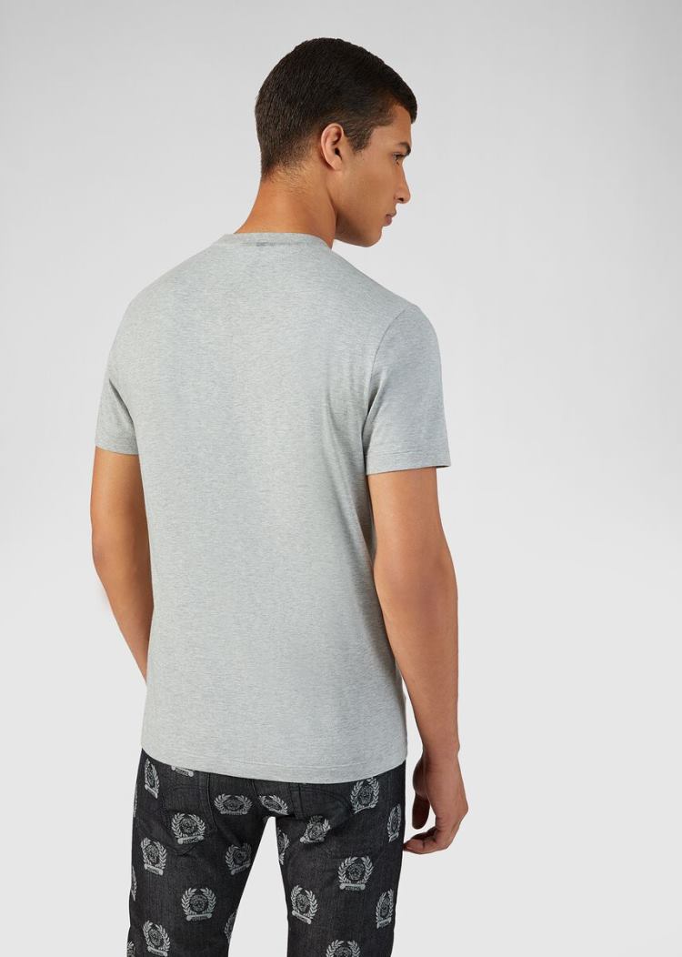 Versace Medusa Print T Shirt μπλουζακια ανδρικα γκρι | UXVB13X