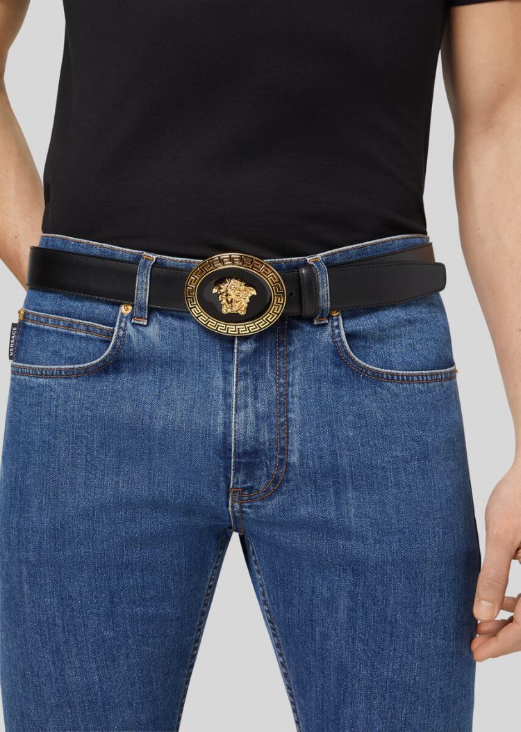Versace Medusa Round πόρπης Belt ζωνη ανδρικα μαυρα | ZWQXGG8