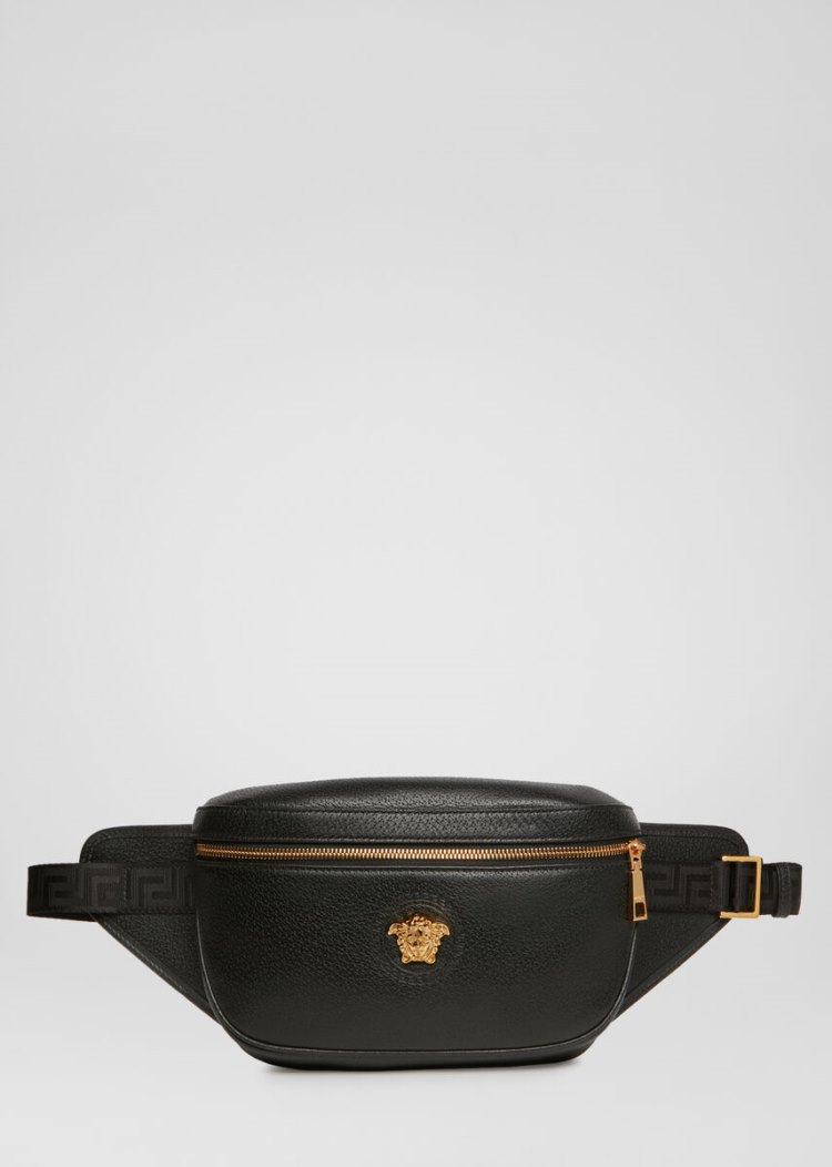 Versace Medusa Stud δερματινα Belt Bag Τσαντα Μεσησ ανδρικα μαυρα | NZDGBOB