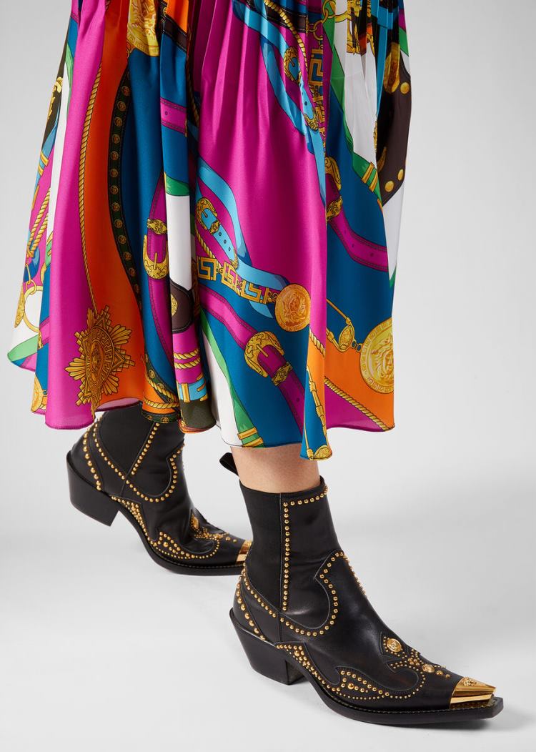 Versace Medusa Western Ankle Boots μποτεσ γυναικεια μαυρα | G39R7OZ