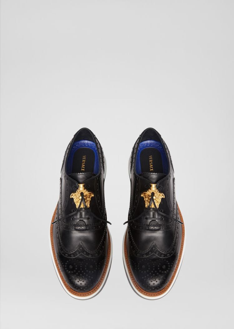 Versace Medusa Υβρίδιο Brogues παπουτσια σκαρπινια ανδρικα μαυρα | VP1Y6HR