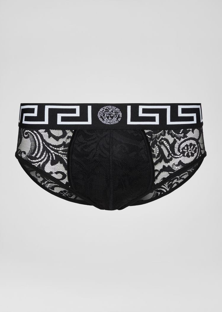 Versace Medusa δαντελα Briefs εσωρουχα ανδρικα μαυρα | WSG4FHF