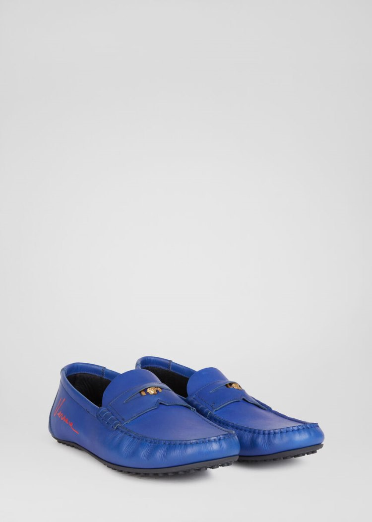 Versace Medusa δερματινα Loafers Loafers ανδρικα μπλε | 0UH64QT