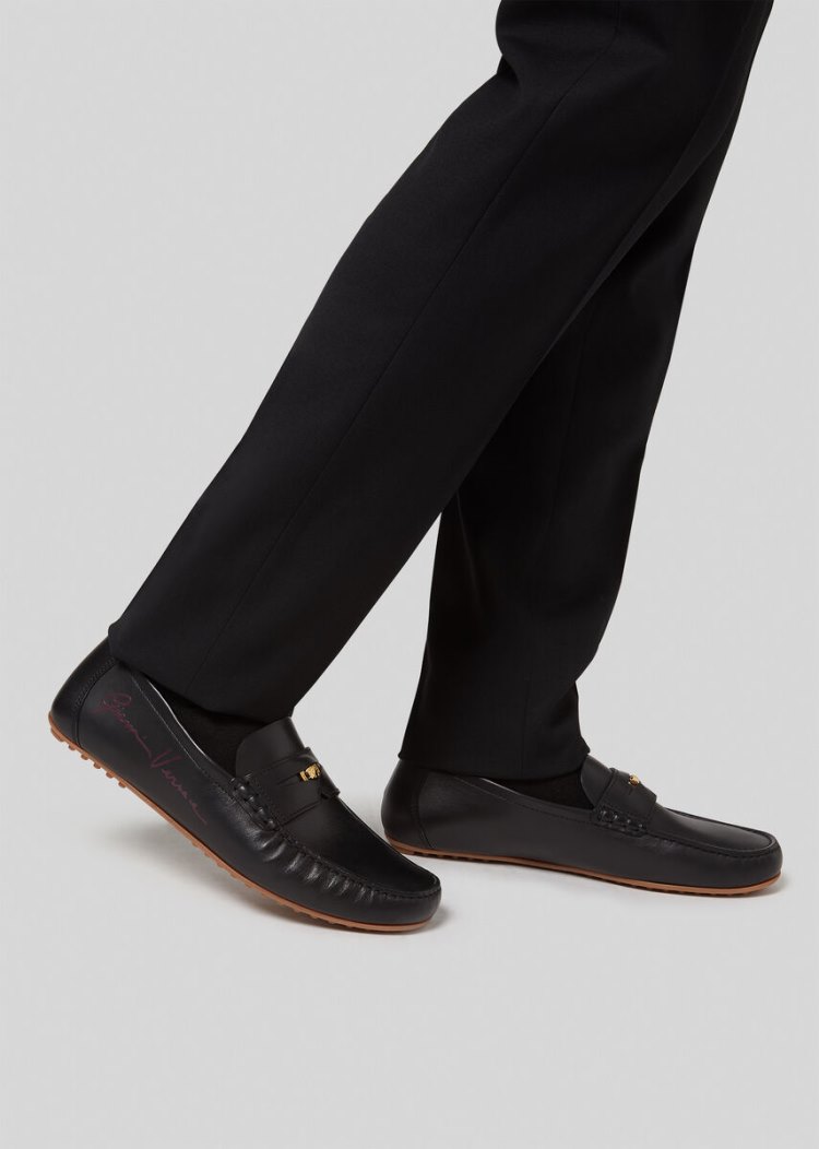 Versace Medusa δερματινα Loafers Loafers ανδρικα μαυρα | QVQA8M4