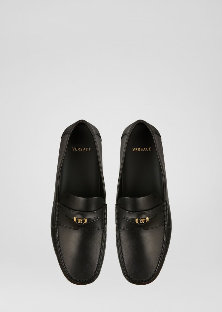 Versace Medusa δερματινα Loafers Loafers ανδρικα μαυρα | QVQA8M4