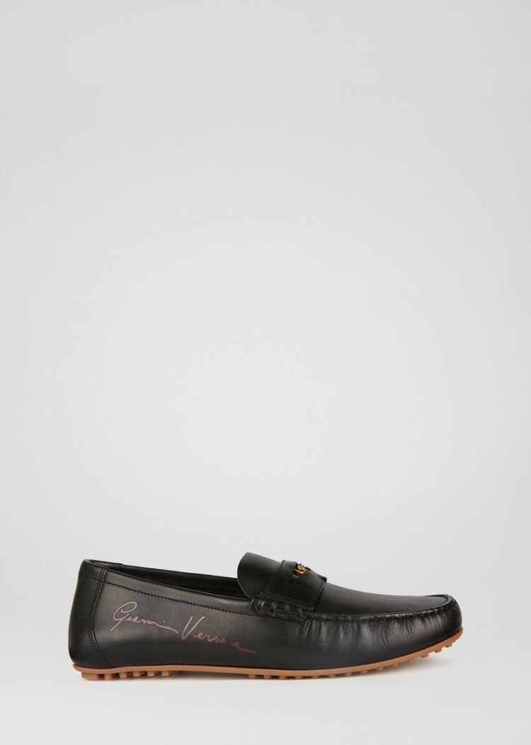Versace Medusa δερματινα Loafers Loafers ανδρικα μαυρα | QVQA8M4