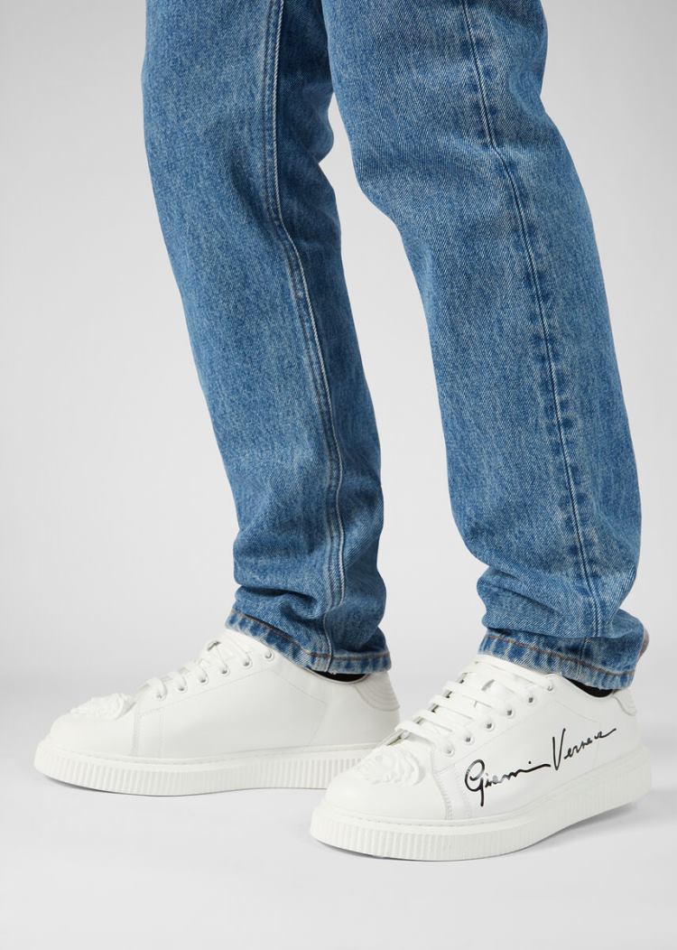 Versace Medusa δερματινα Nyx Trainers αθλητικα ανδρικα ασπρα | 4YTVEGJ