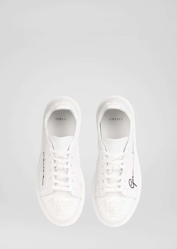 Versace Medusa δερματινα Nyx Trainers αθλητικα ανδρικα ασπρα | 4YTVEGJ