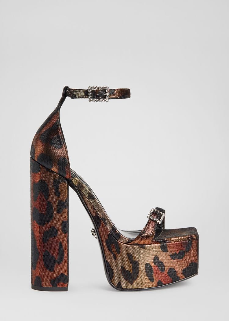 Versace Metallic flatforms Sandals σανδαλια γυναικεια λεοπαρ | 26LKM13