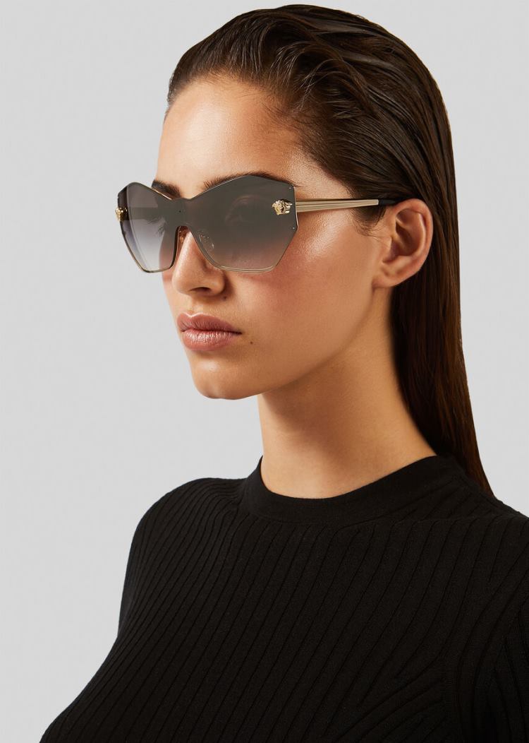 Versace Mirrored Grey Glam Medusa Shield γυαλια ηλιου γυναικεια γκρι | ULHZY2J