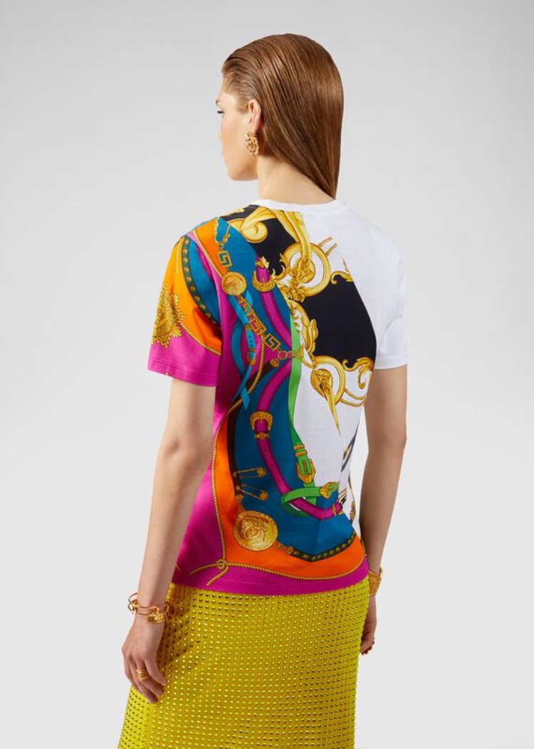 Versace Mixed Print T Shirt μπλουζακια γυναικεια Πολύχρωμο | 2XO2BKQ