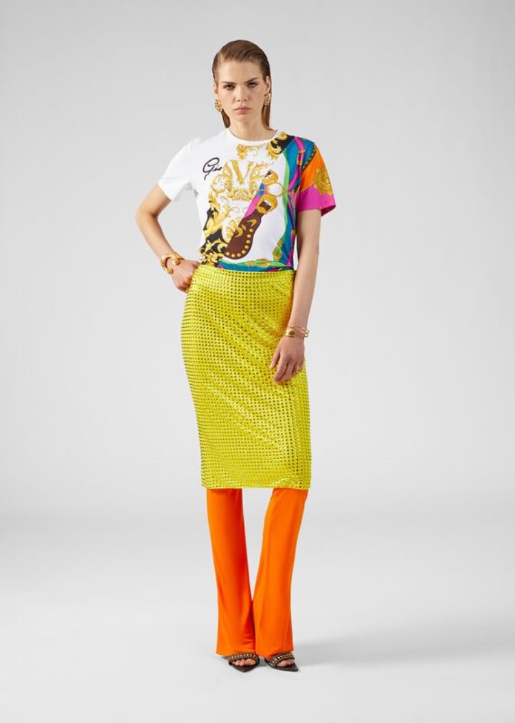 Versace Mixed Print T Shirt μπλουζακια γυναικεια Πολύχρωμο | 2XO2BKQ