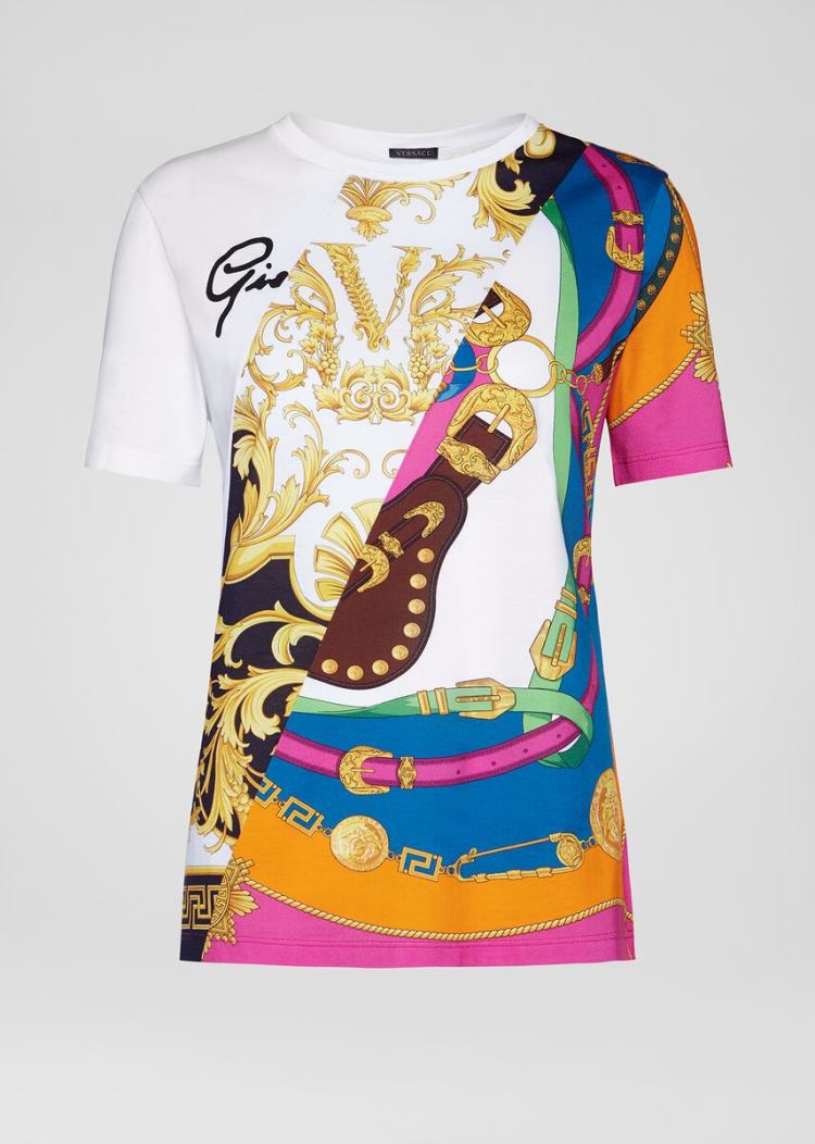 Versace Mixed Print T Shirt μπλουζακια γυναικεια Πολύχρωμο | 2XO2BKQ