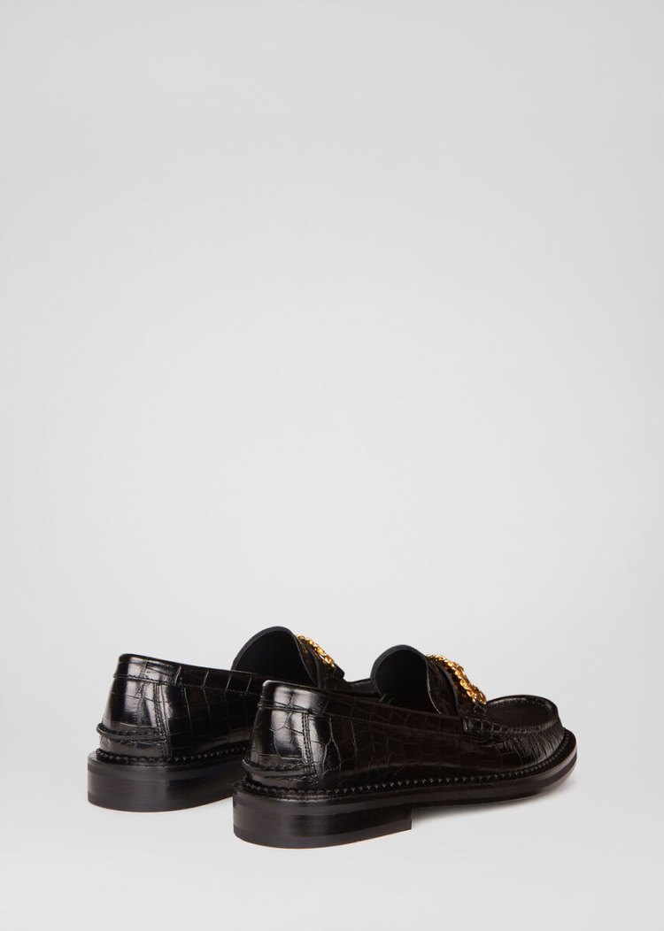 Versace Mock Croc Medusa Chain Loafers Loafers ανδρικα μαυρα | UHA2M1J