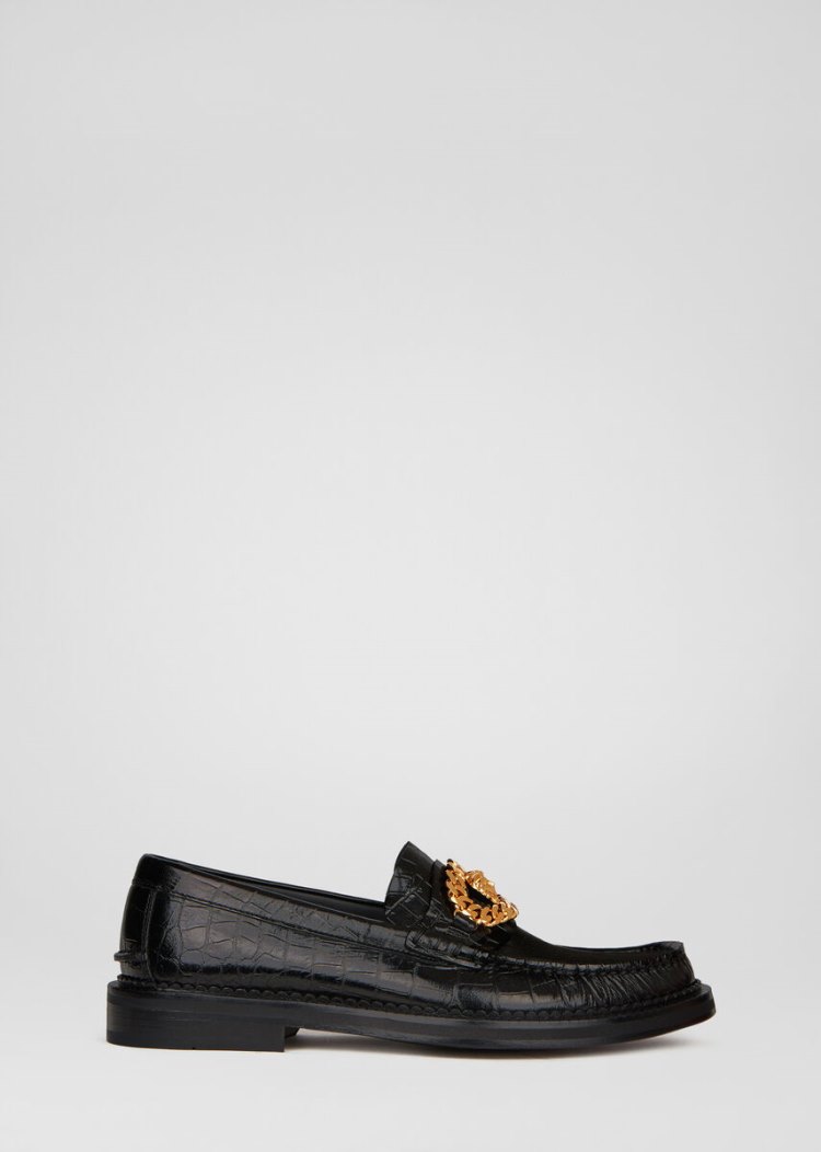 Versace Mock Croc Medusa Chain Loafers Loafers ανδρικα μαυρα | UHA2M1J