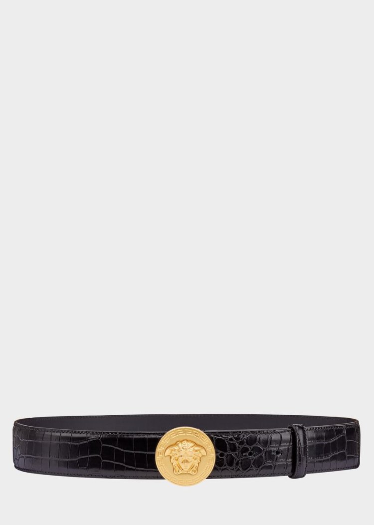 Versace Mock Croc Palazzo δερματινα Belt ζωνη ανδρικα μαυρα | B6TTNUL