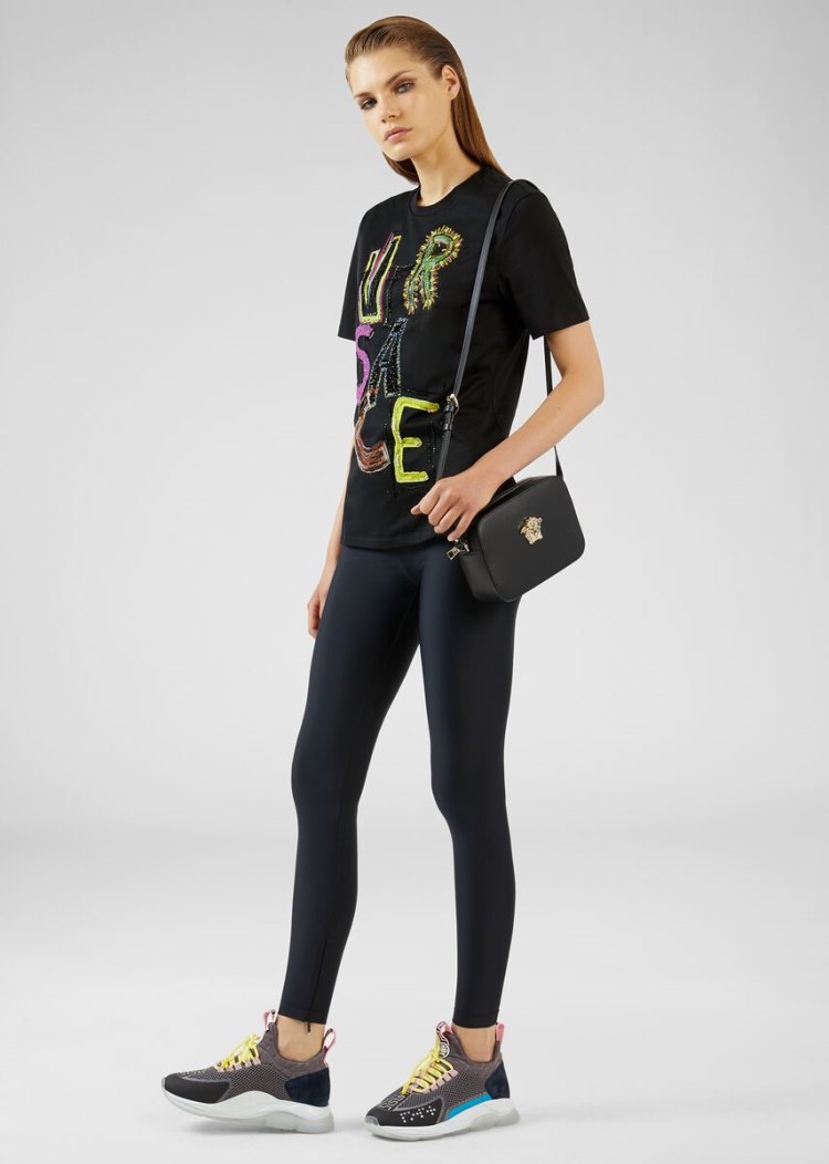 Versace Monochrome Leggings κολαν γυναικεια μαυρα | 1WZKOB1