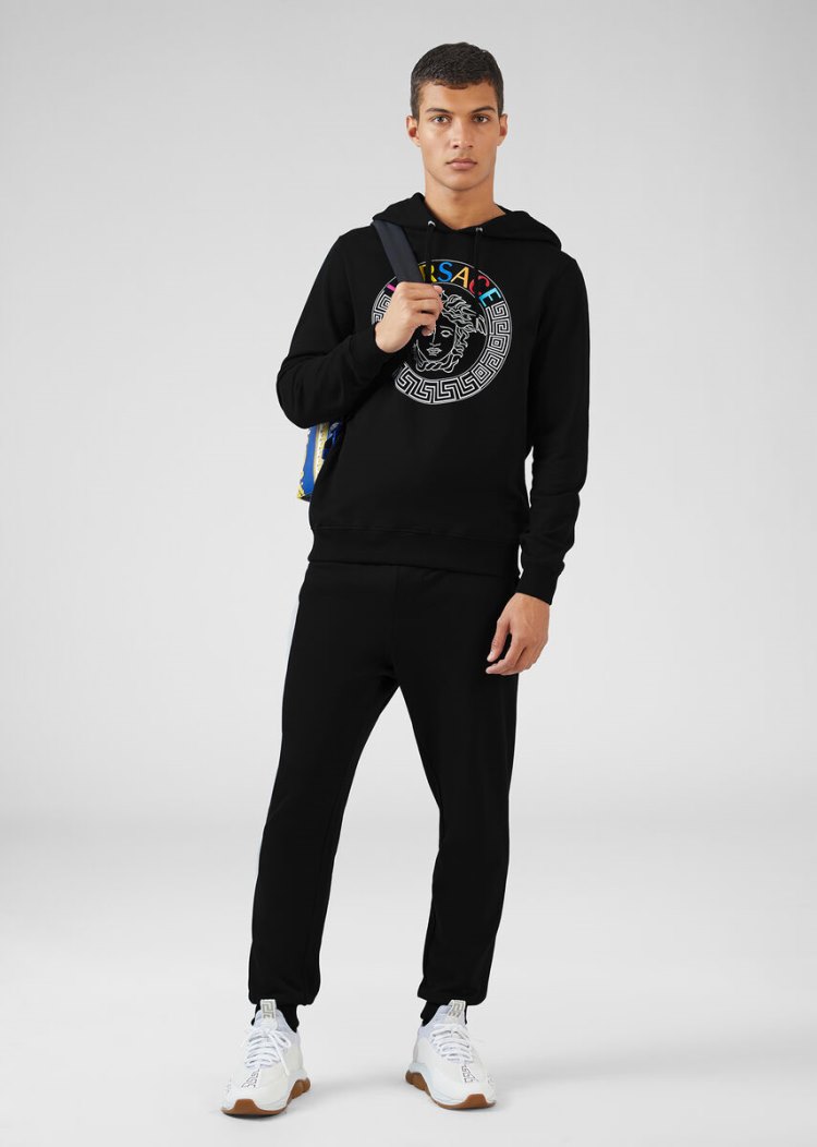 Versace Multicolor Medusa Logo Hoodie Φούτερ ανδρικα μαυρα | FEM39IU