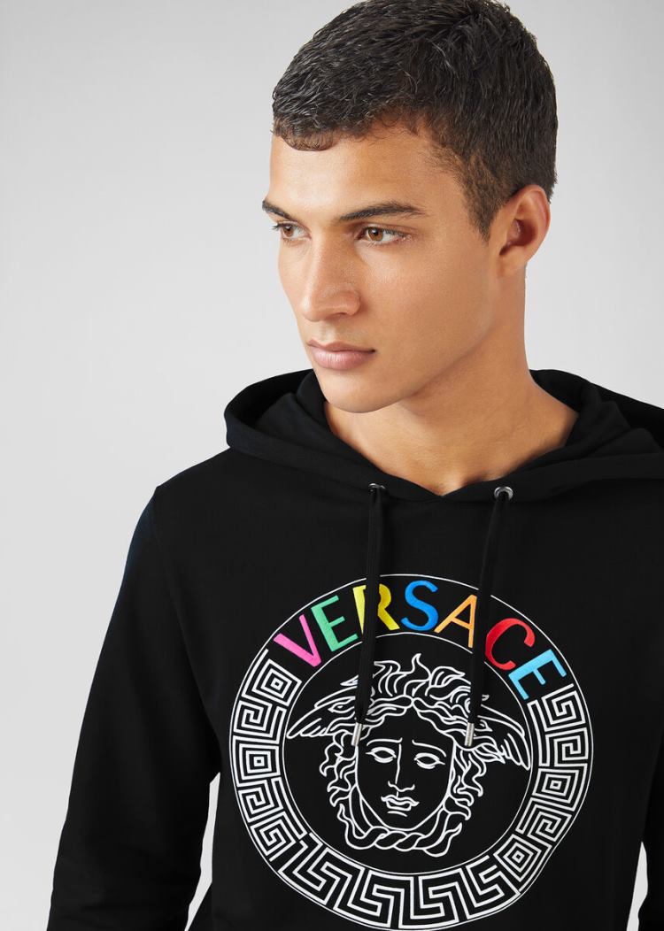 Versace Multicolor Medusa Logo Hoodie Φούτερ ανδρικα μαυρα | FEM39IU