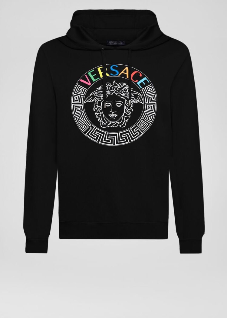 Versace Multicolor Medusa Logo Hoodie Φούτερ ανδρικα μαυρα | FEM39IU