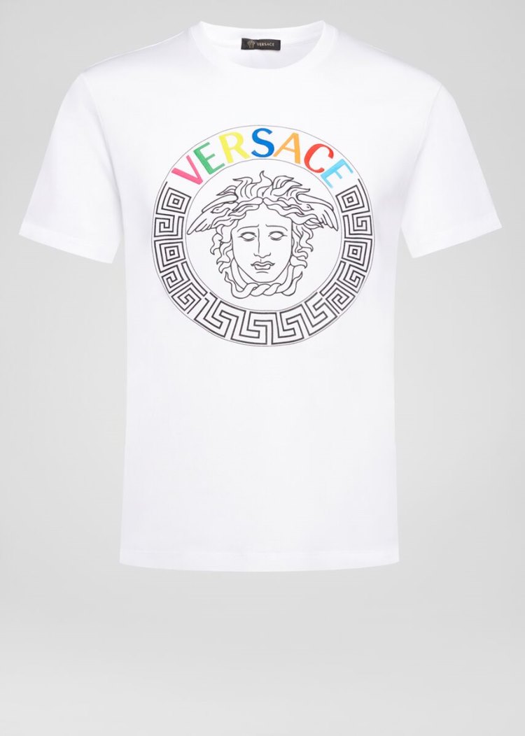 Versace Multicolor Medusa Logo T Shirt μπλουζακια ανδρικα ασπρα | LJLK0MM