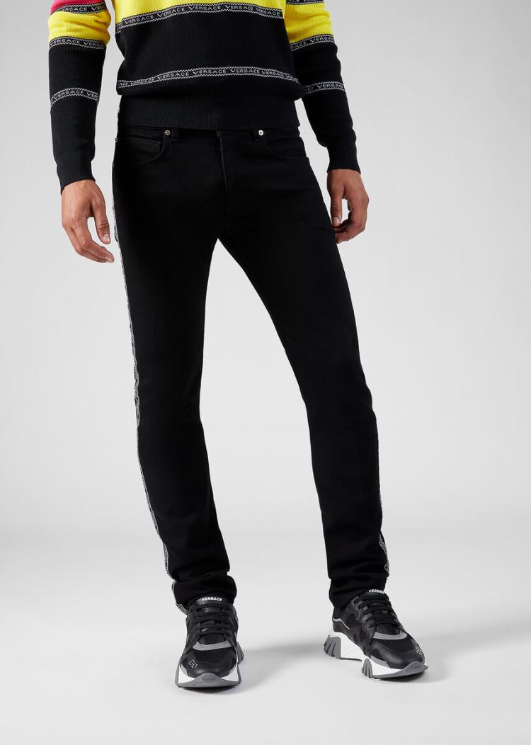 Versace Nastro Jeans τζιν παντελονι ανδρικα μαυρα | QHRPTX3