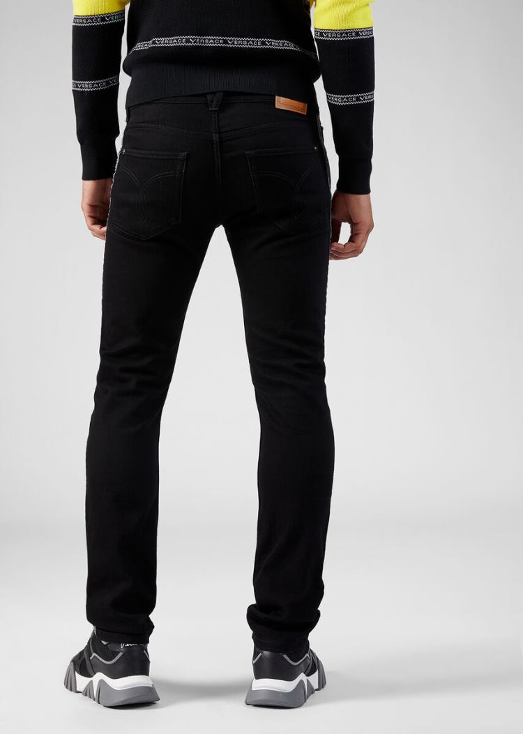 Versace Nastro Jeans τζιν παντελονι ανδρικα μαυρα | QHRPTX3
