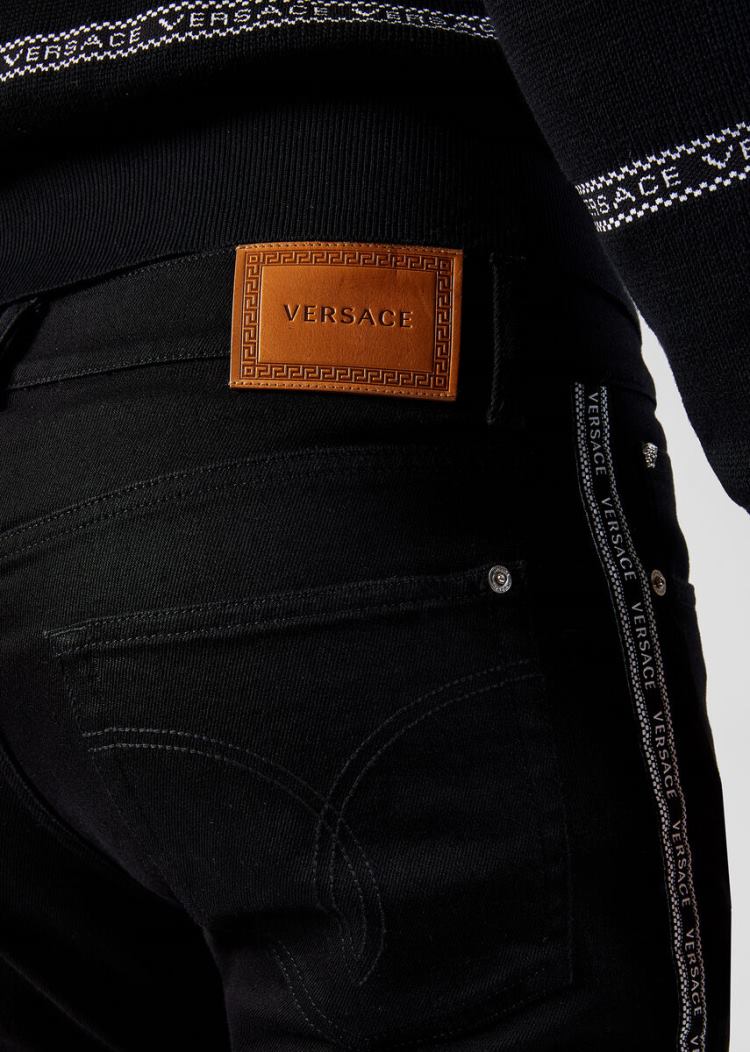 Versace Nastro Jeans τζιν παντελονι ανδρικα μαυρα | QHRPTX3