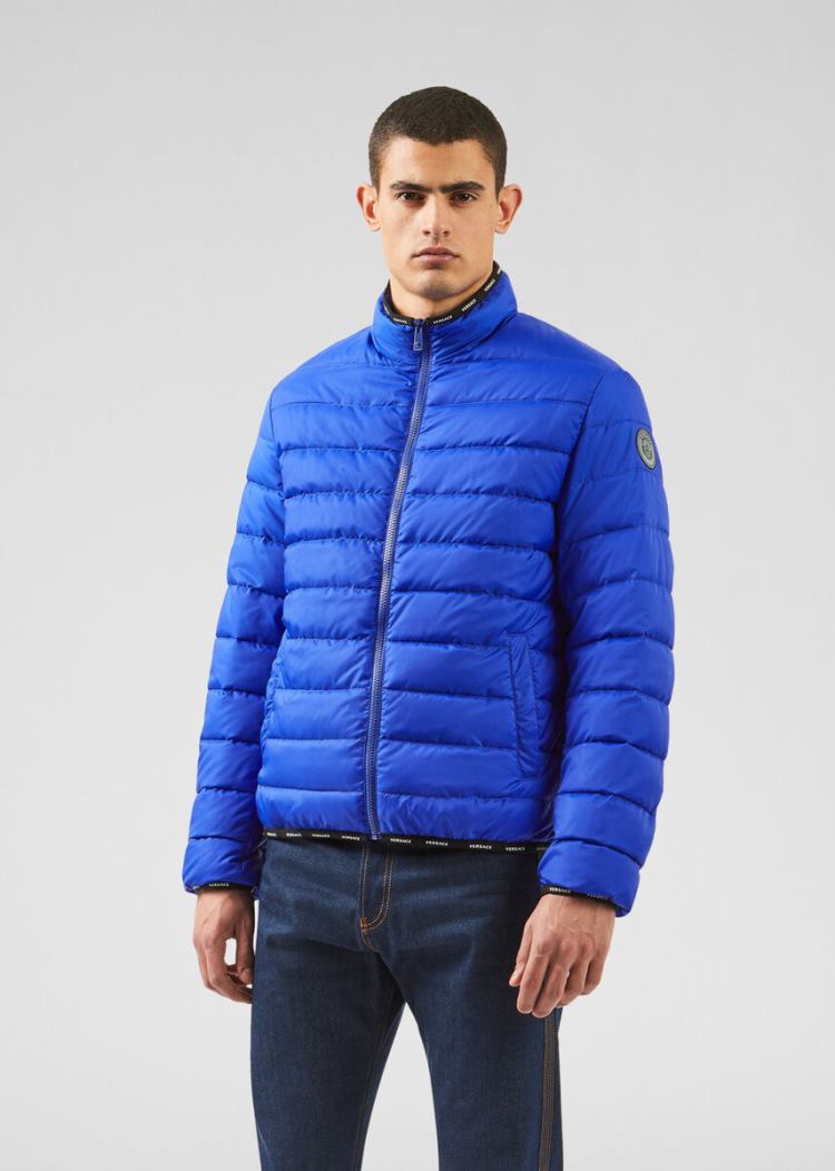 Versace Nastro Puffer Jacket μπουφαν ανδρικα μπλε | 2T9JC5M