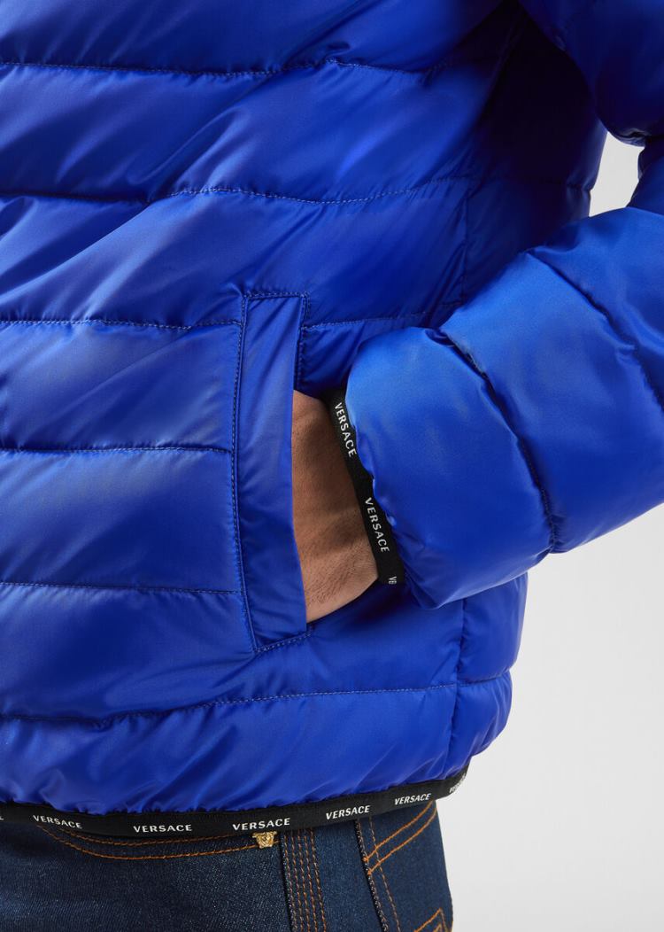 Versace Nastro Puffer Jacket μπουφαν ανδρικα μπλε | 2T9JC5M
