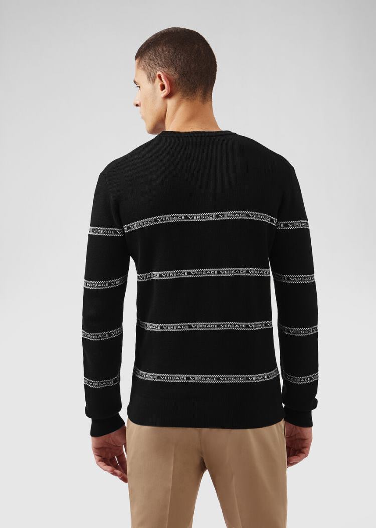 Versace Nastro Slim Fit πουλοβερ Πουλόβερ ανδρικα μαυρα | GDKIQ2H