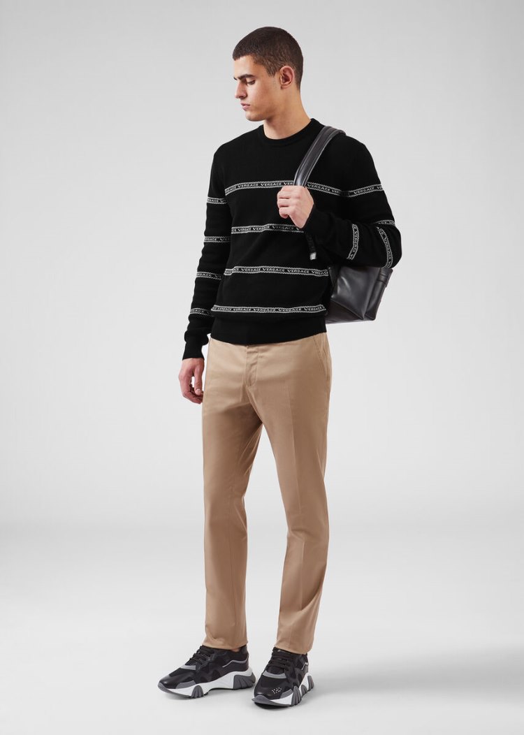 Versace Nastro Slim Fit πουλοβερ Πουλόβερ ανδρικα μαυρα | GDKIQ2H