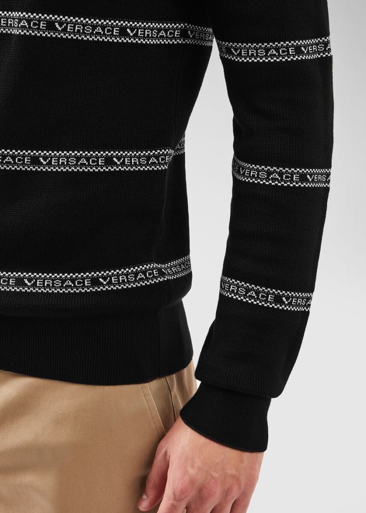 Versace Nastro Slim Fit πουλοβερ Πουλόβερ ανδρικα μαυρα | GDKIQ2H