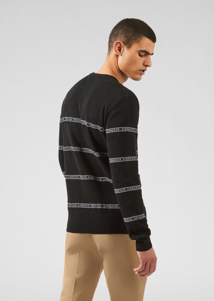 Versace Nastro Slim Fit πουλοβερ Πουλόβερ ανδρικα μαυρα | H2T7B0E