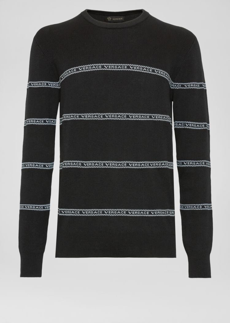 Versace Nastro Slim Fit πουλοβερ Πουλόβερ ανδρικα μαυρα | H2T7B0E