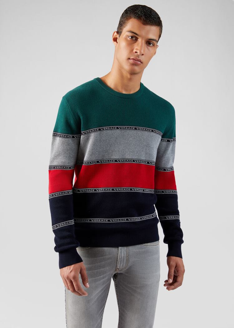 Versace Nastro Slim Fit πουλοβερ Πουλόβερ ανδρικα Πολύχρωμο | KWNJYR1