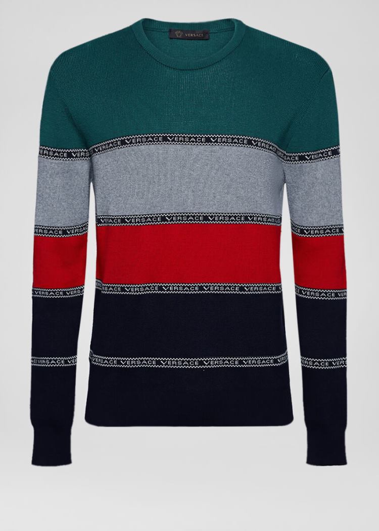 Versace Nastro Slim Fit πουλοβερ Πουλόβερ ανδρικα Πολύχρωμο | KWNJYR1