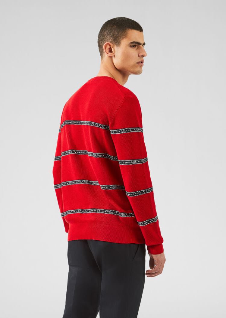 Versace Nastro Slim Fit πουλοβερ Πουλόβερ ανδρικα κοκκινα | QV3BTUM
