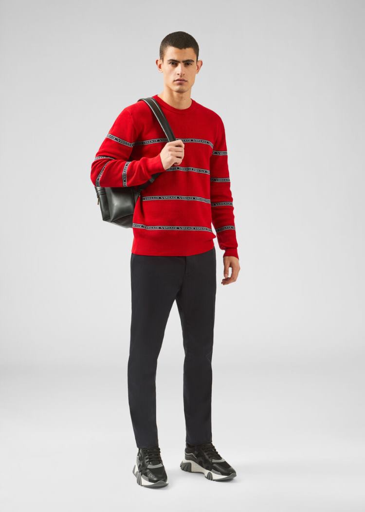 Versace Nastro Slim Fit πουλοβερ Πουλόβερ ανδρικα κοκκινα | QV3BTUM