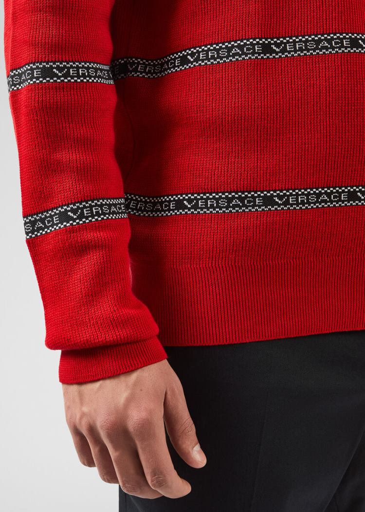 Versace Nastro Slim Fit πουλοβερ Πουλόβερ ανδρικα κοκκινα | QV3BTUM