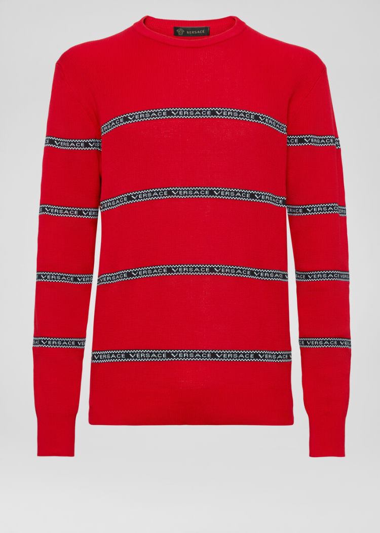 Versace Nastro Slim Fit πουλοβερ Πουλόβερ ανδρικα κοκκινα | QV3BTUM