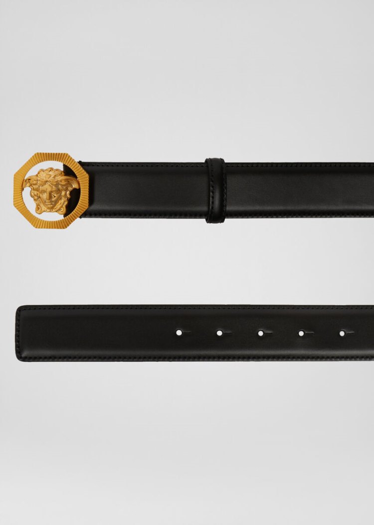Versace Octagonal Medusa δερματινα Belt ζωνη ανδρικα μαυρα | IAVQBQ3