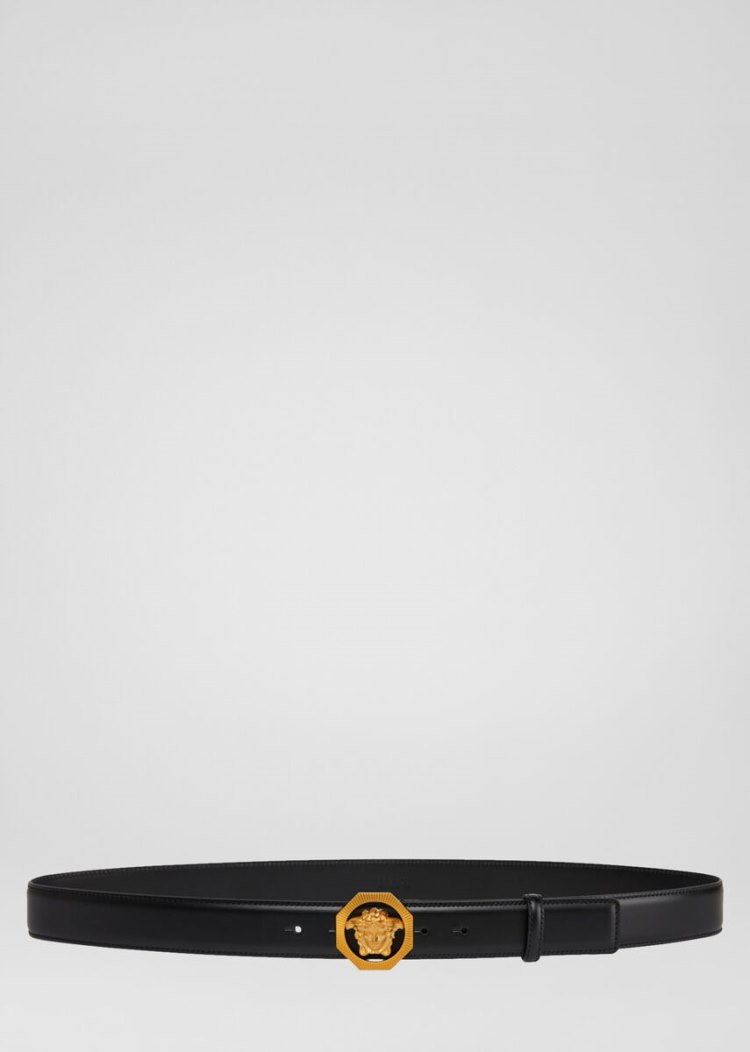 Versace Octagonal Medusa δερματινα Belt ζωνη ανδρικα μαυρα | IAVQBQ3
