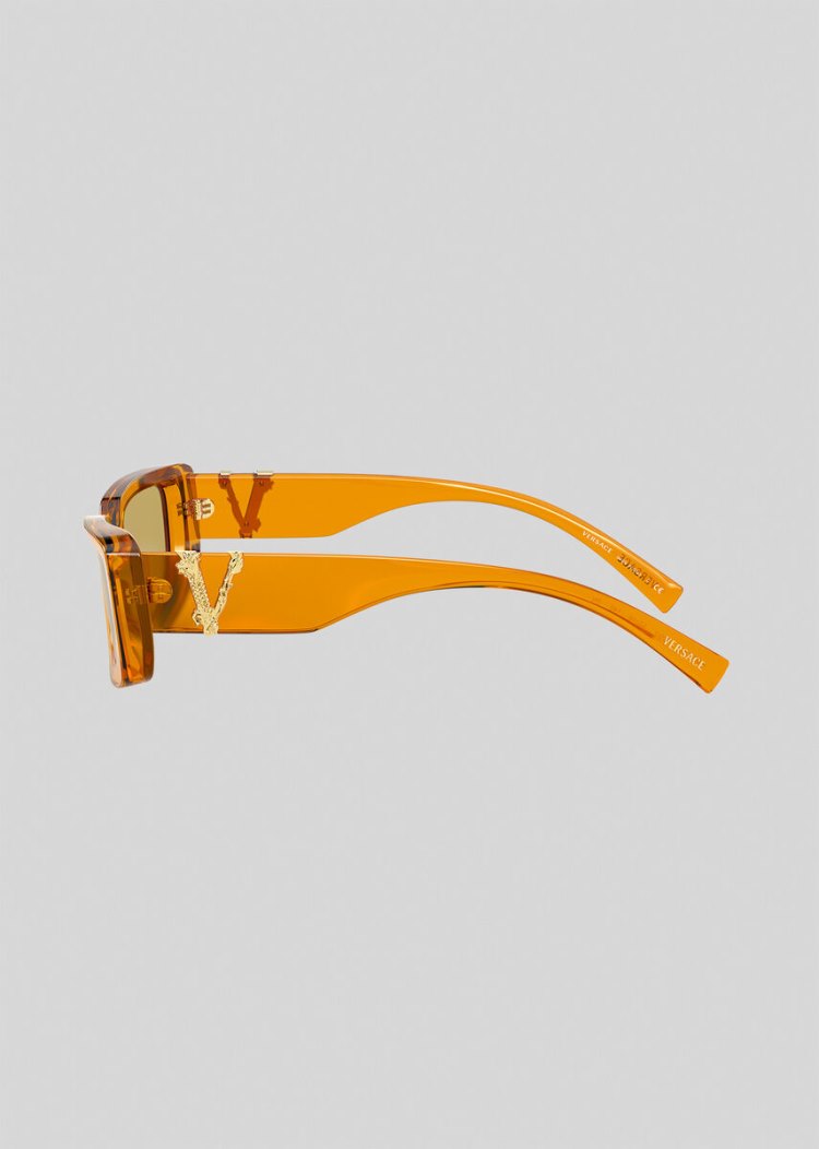 Versace Orange Virtus Rectangular γυαλια ηλιου γυναικεια πορτοκαλι | MEMM4SW