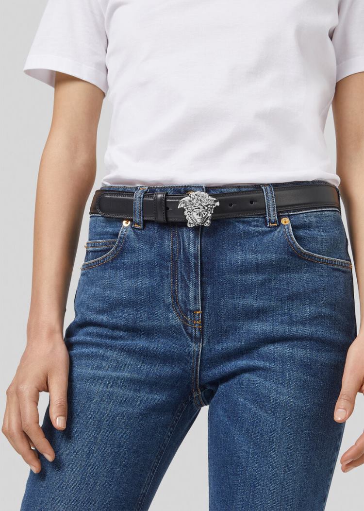 Versace Palazzo Belt with Medusa πόρπης ζωνη γυναικεια μαυρα | U1N2YCS