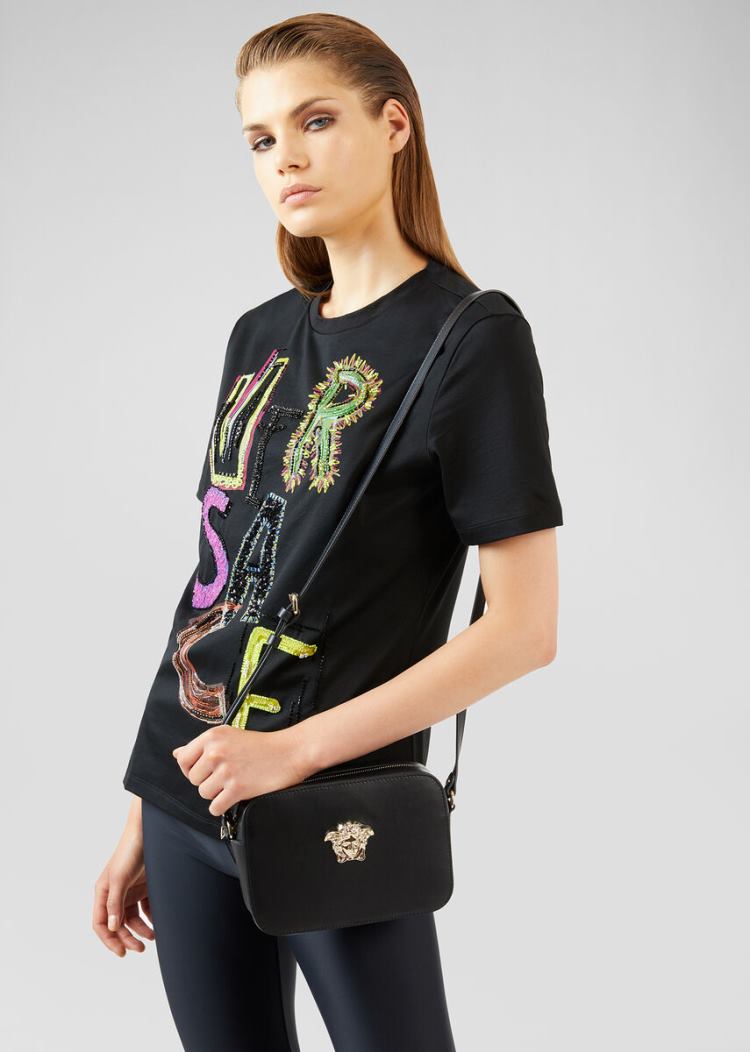 Versace Palazzo Calf δερματινα Shoulder Bag τσάντεσ ώμου γυναικεια μαυρα | 4LBLKSH