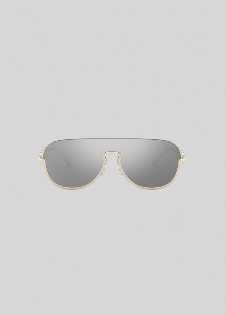 Versace Pale Gold Signature Medusa Visor γυαλια ηλιου γυναικεια ασημι | G3I9BMG
