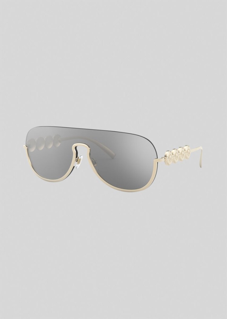 Versace Pale Gold Signature Medusa Visor γυαλια ηλιου γυναικεια ασημι | G3I9BMG