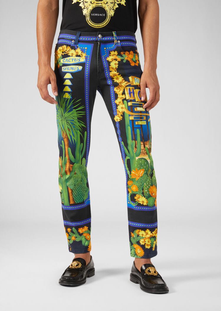 Versace Palm Springs Print Jeans τζιν παντελονι ανδρικα Πολύχρωμο | 59ZPOMB