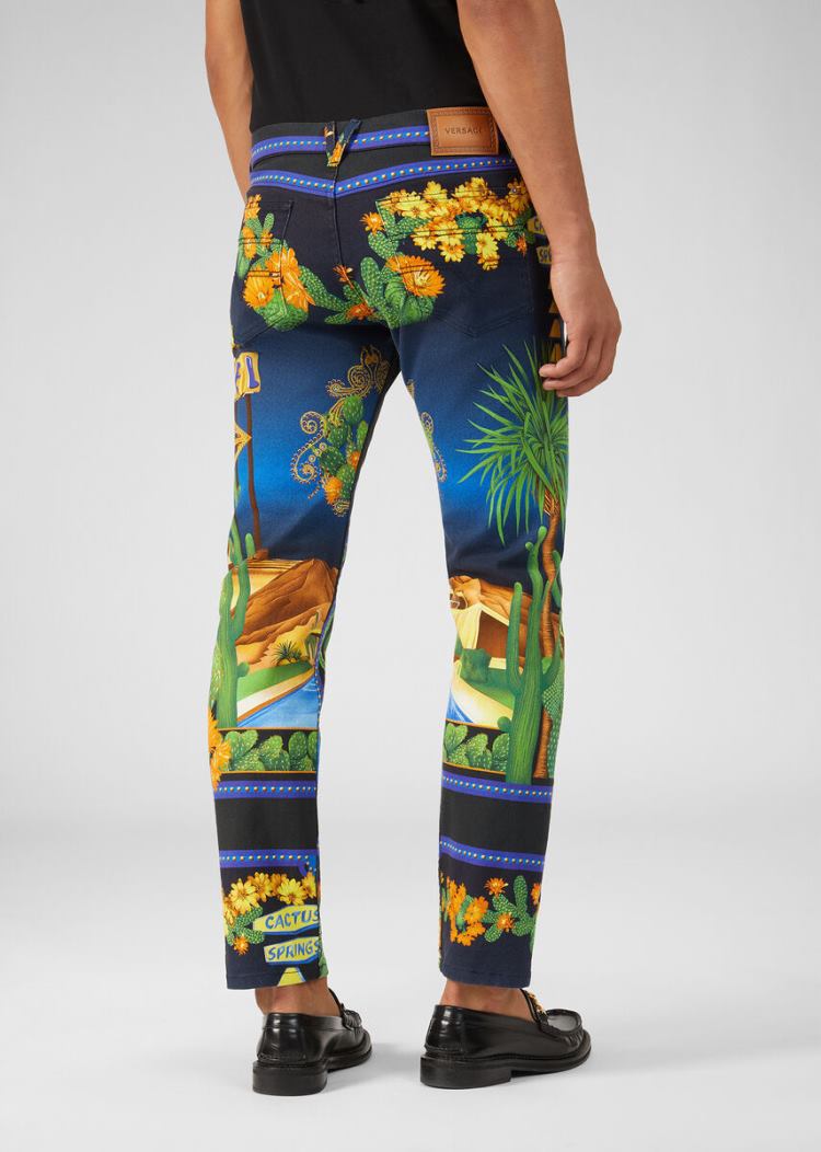 Versace Palm Springs Print Jeans τζιν παντελονι ανδρικα Πολύχρωμο | 59ZPOMB
